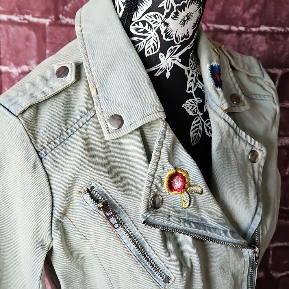 Candie's Denim Embrodered Bohemian Denim Jacket - Picture 3 of 13